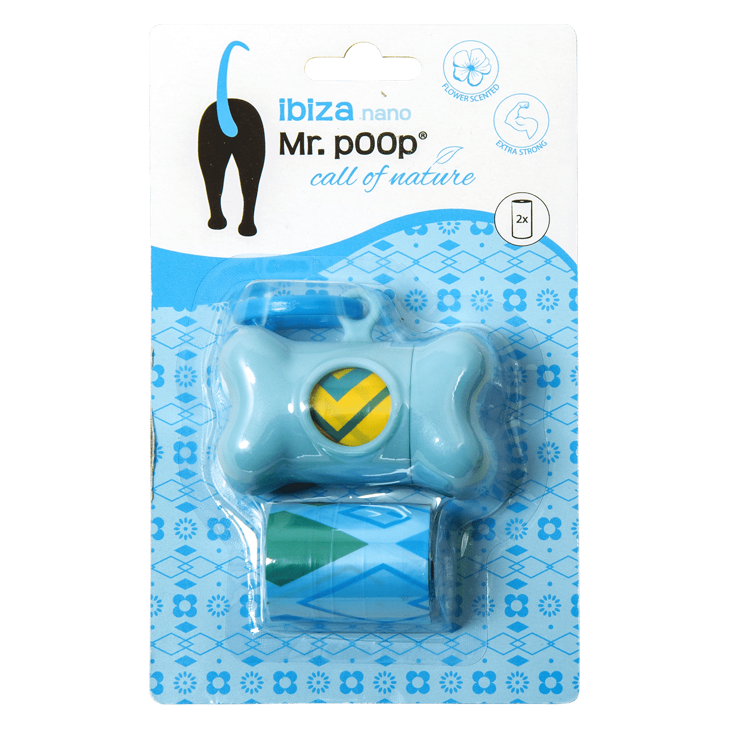 Mr. Poop Ibiza Nano Houder + 2 Rolletjes met Geur - Blauw Mr. Poop