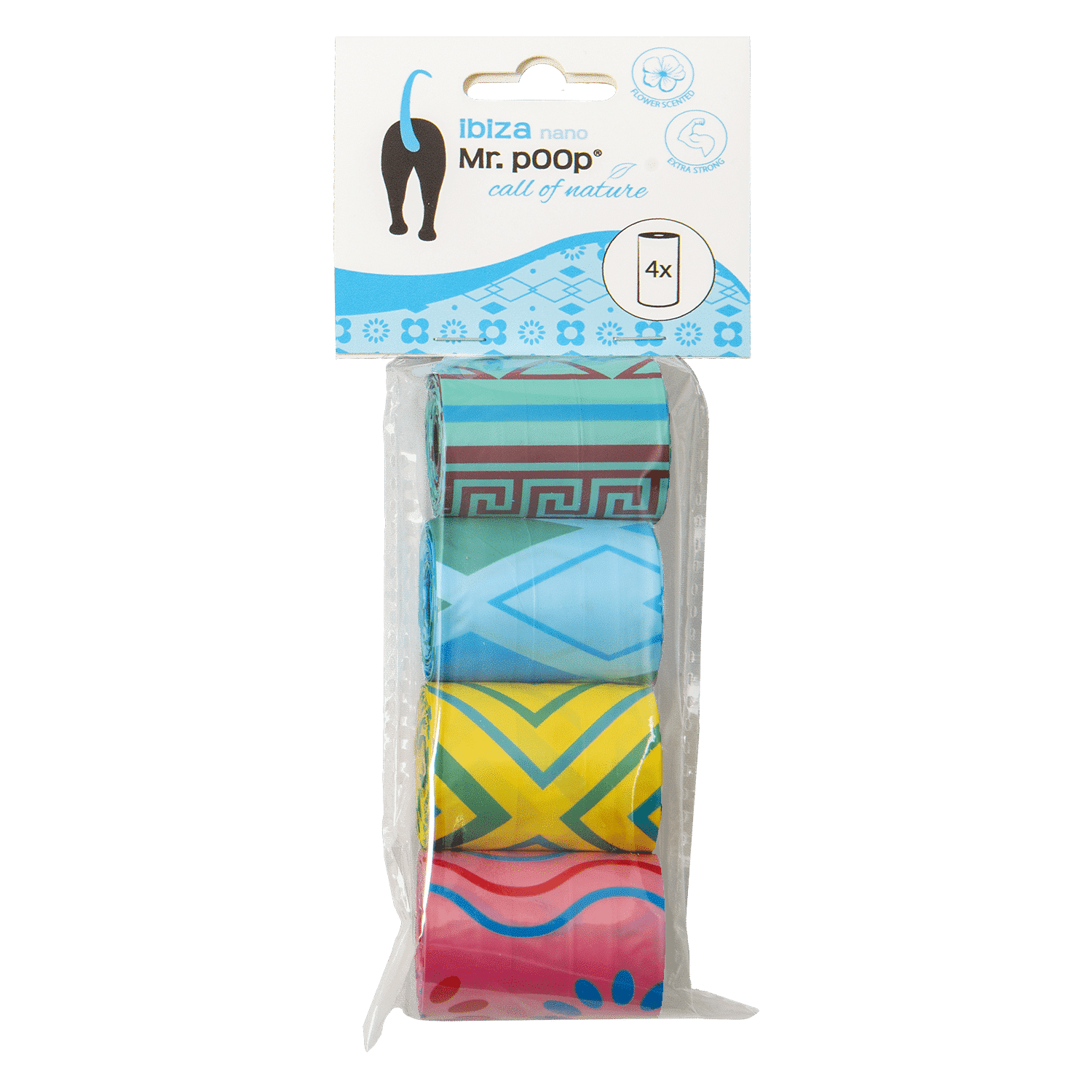 Mr. Poop Ibiza Nano Navullling Poepzakjes 4 Rolletjes met Geur - Assorti - S Mr. Poop