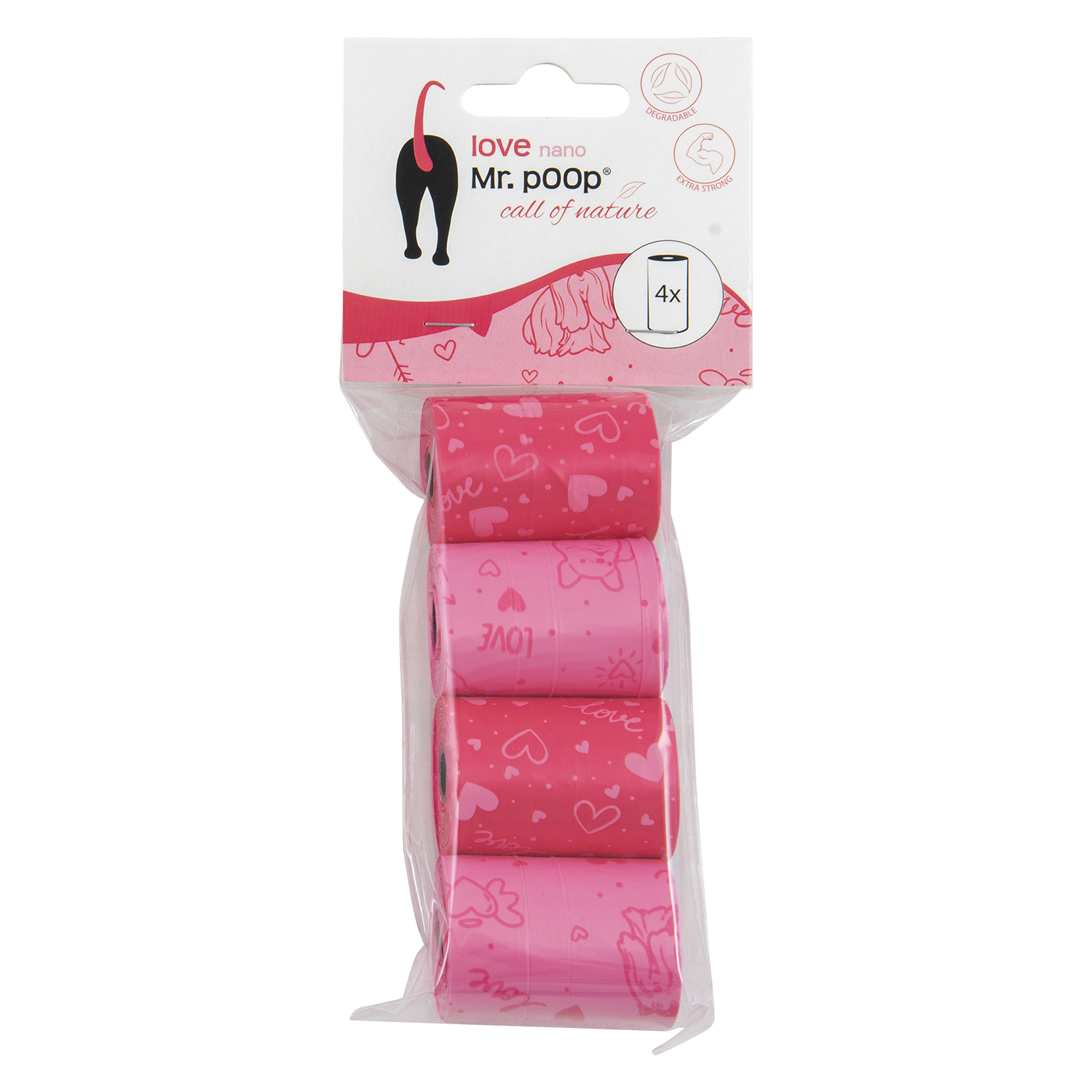 Mr. Poop Love Nano Navulling Poepzakjes 4 Rolletjes - Roze - S Mr. Poop