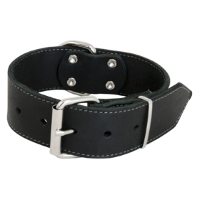 JV VETLEDER Brede Halsband Zwart-40mmx50cm