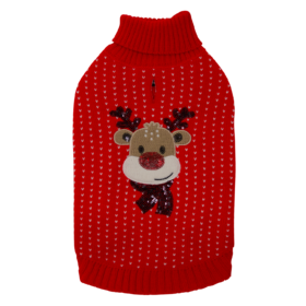 JV 5th Avenue Dogwalk Trui met Rendier Rood- XS